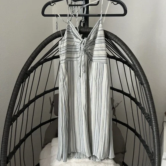 AMERICAN EAGLE OUTFITTERS Striped Blue White Halter Mini Dress size S - Picture 1 of 6